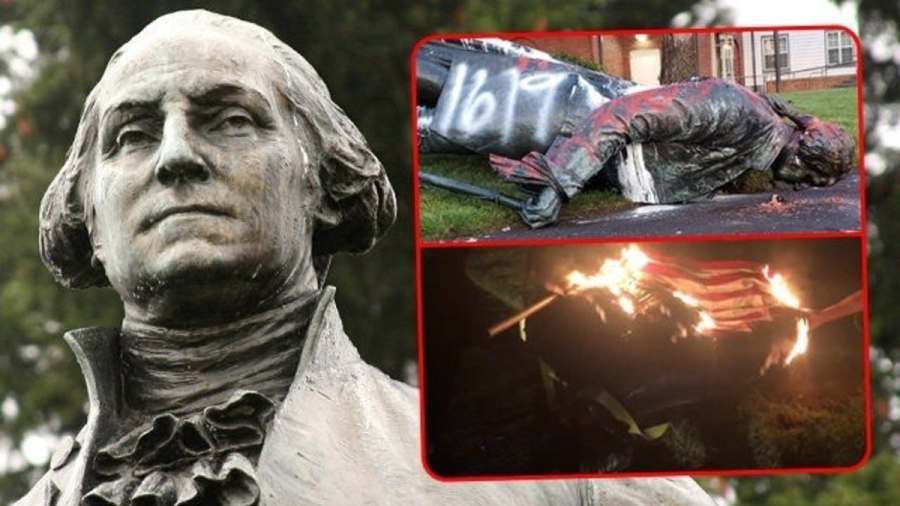 Portlandben felgyújtották, majd ledöntötték George Washington szobrát
