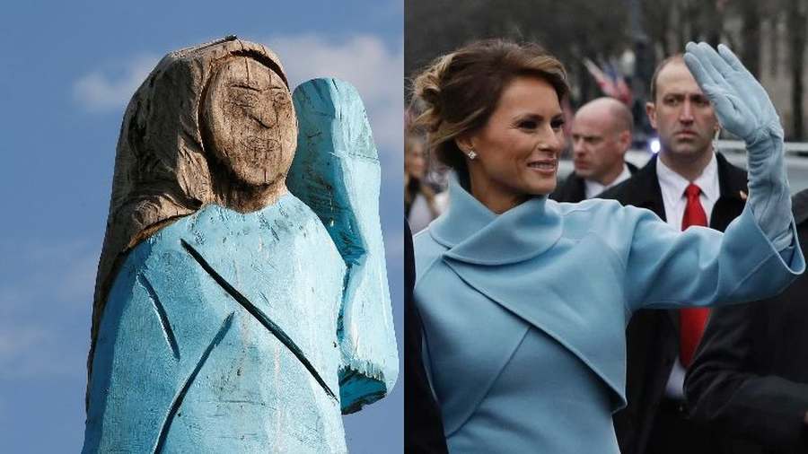 Felgyújtották Melania Trump faszobrát Szlovéniában