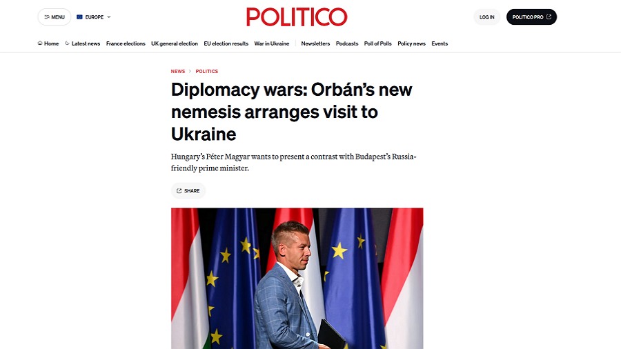 Magyar Péter kijevi útjával foglalkozik a Politico is, mint az EU „Népszabadsága”
